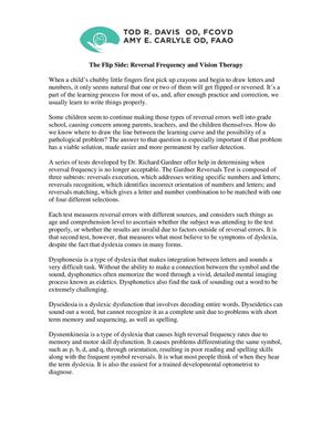 The Flip Side: Reversal Frequency and Vision Therapy