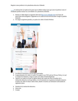 Registro como profesor en la plataforma Edmodo