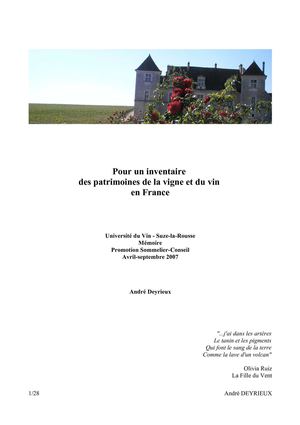 Pour un inventaire du patrimoine vitivinicole