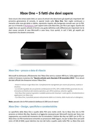 Xbox One – 5 fatti che devi sapere 