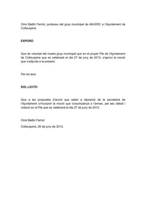 MOCIÓ DE SUPORT A LA VIA CATALANA CAP A LA INDEPENDÈNCIA  11/09/13