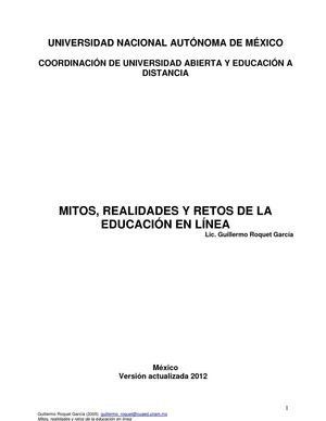 Mitos, realidades y retos de la educacion en linea Roquet 2012