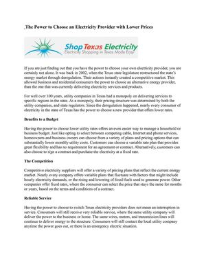 The Power to Choose an Electricity Provider with Lower Prices