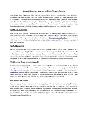 Open a Client Conversation with Live Website Support