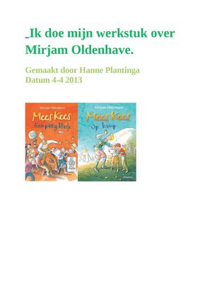 Werkstuk over Mirjam Oldehave door Hanne Plantinga
