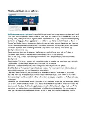Mobile App Development Software
