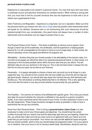 How to find the top fitness trainer in Johns Creek Georgia