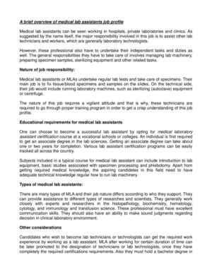 A brief overview of medical lab assistants job profile