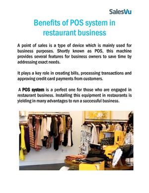 Benefits of POS system in restaurant business