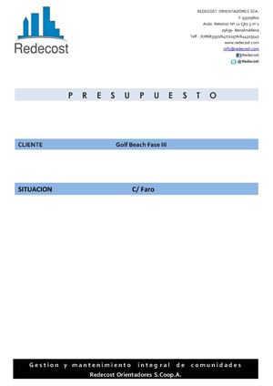 Presupuesto Golf Beach Fase III