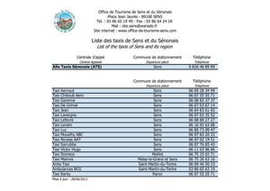 Liste des taxis de Sens et des environs
