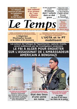Le Temps d'Algérie Edition du Samedi 29 Juin 2013