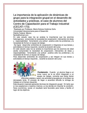 Importancia de la integración grupal en el CECATI 173
