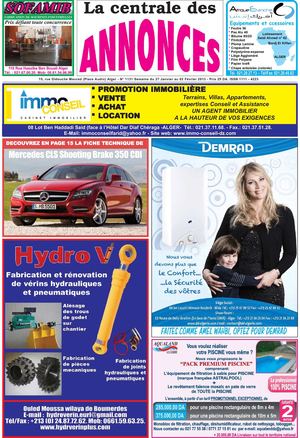 La centrale des annonces N° 1131 Semaine du 27 Janvier au 02 Février 2013