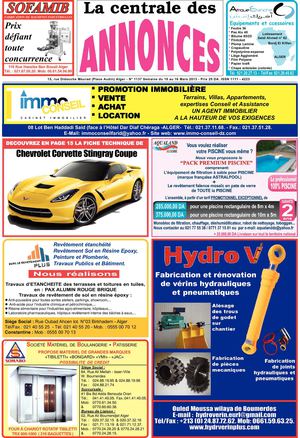 La centrale des annonces N° 1137 Semaine du 10 au 16 Mars 2013