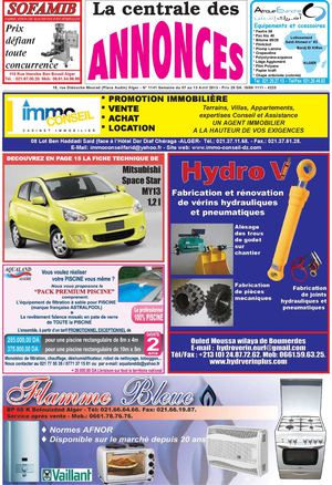La centrale des annonces N° 1141 Semaine du 07 au 13 Avril 2013