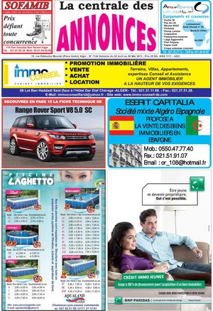 La centrale des annonces N° 1144 Semaine du 28 Avril au 04 Mai 2013