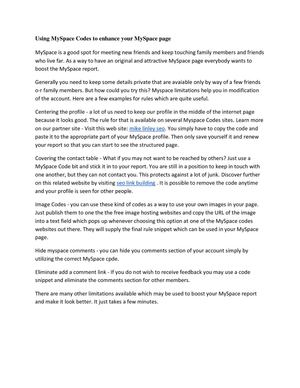 Using MySpace Codes To Enhance Your MySpace Page