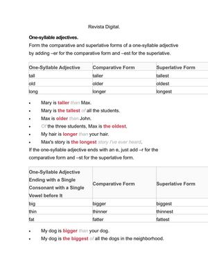 Revista Digital. Comparative and Superlative 
