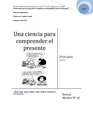 Revista El Minitor Articulo de Ariel Denkberg Que hay quue saber sobre historia