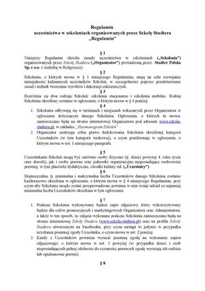 Regulamin Szkoleń