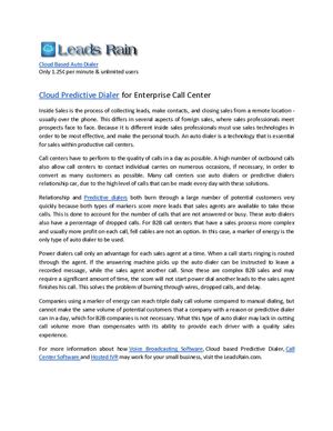 Cloud Predictive Dialer for Enterprise Call Center