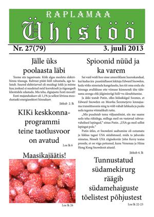 Raplamaa Ühistöö nr 27, 3. juuli 2013