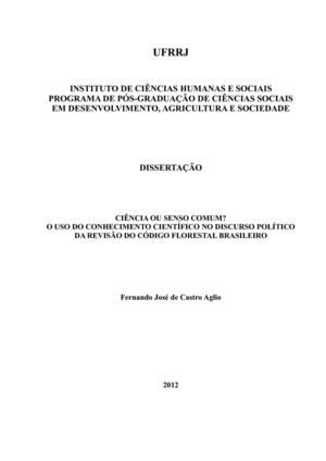 CIÊNCIA OU SENSO COMUM? O USO DO CONHECIMENTO CIENTÍFICO NO DISCURSO POLÍTICO DA REVISÃO DO CÓDIGO FLORESTAL BRASILEIRO