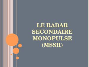 Radar Monopulse et Traitement