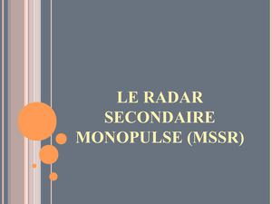 Radar Secondaire Monopulse et Traitement
