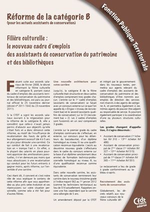 Réforme de la catégorie B - Assistants territoriaux de conservation du patrimoine