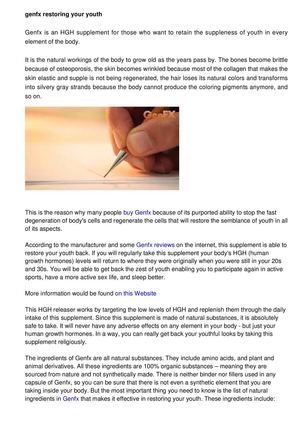 Genfx – Restoring Your Youth Effectively