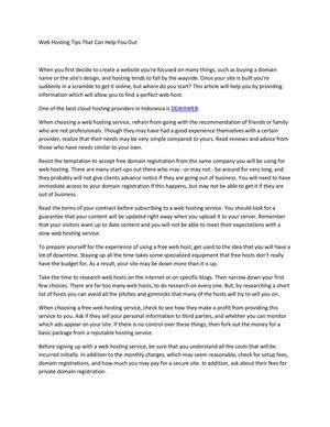 Dewaweb.com - Web Hosting Tips That Can Help You Out