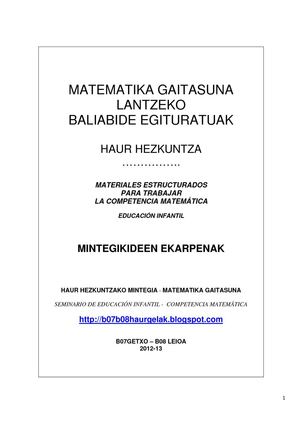 Matematika HHn lantzeko baliabide egituratuak B07-B08