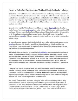  Hostel in Colombo: Experience the Thrills of Exotic Sri Lanka Holidays