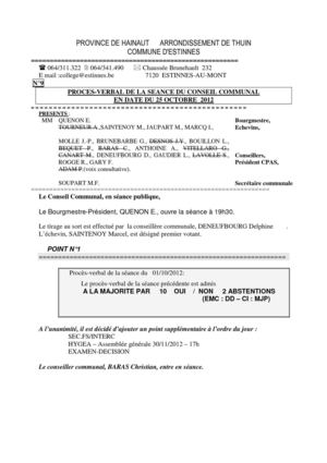 PV du 25 octobre 2012