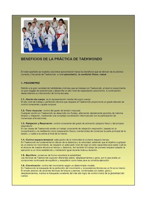 BENEFICIOS DE LA PRACTICA DE TAEKWONDO S.T.T.A.