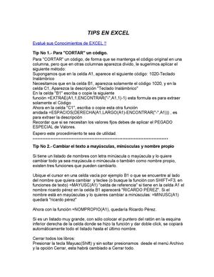 TIPS EN EXCEL