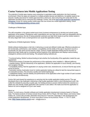 Contus Ventures into Mobile Applications Testing