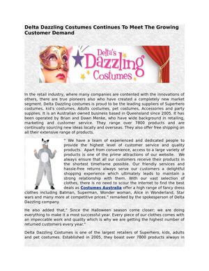 Delta Dazzling Costumes Continues To Meet The Growing Customer Demand