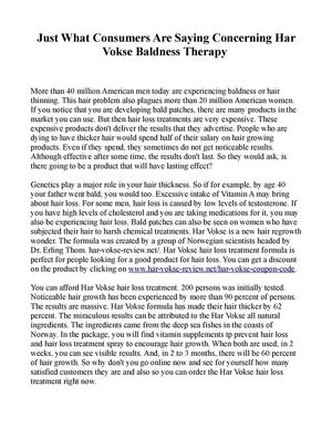 Just What Consumers Are Saying Concerning Har Vokse Baldness Therapy