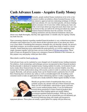 Cash Advance Loans - Acquire Easily Money