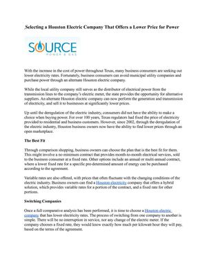 Selecting a Houston Electric Company That Offers a Lower Price for Power