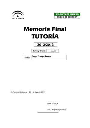 Memoria de Tutoría del curso 2012 - 2013