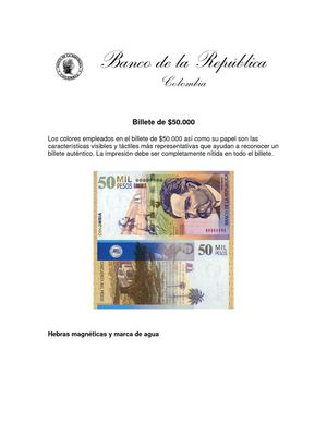 Caracteristicas del Billete de 50.000 pesos