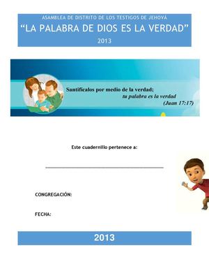 Cuaderno de Notas para niños - Asamblea de Distrito 2013 La Palabra de Dios es la Verdad V2