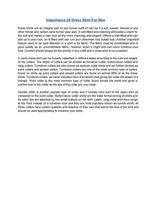 Importance Of Dress Shirt For Men