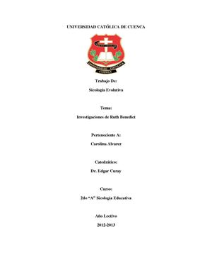 INVESTIGACIONES DE RUTH BENEDICT