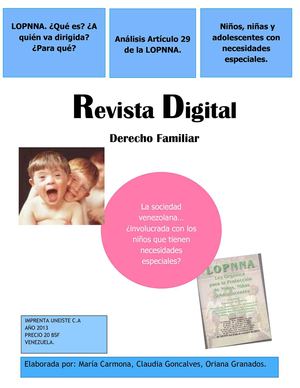 Revista, Artículo 29 LOPNNA