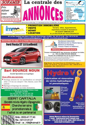 La centrale des annonces N° 1154 Semaine du 07 au 13 Juillet 2013